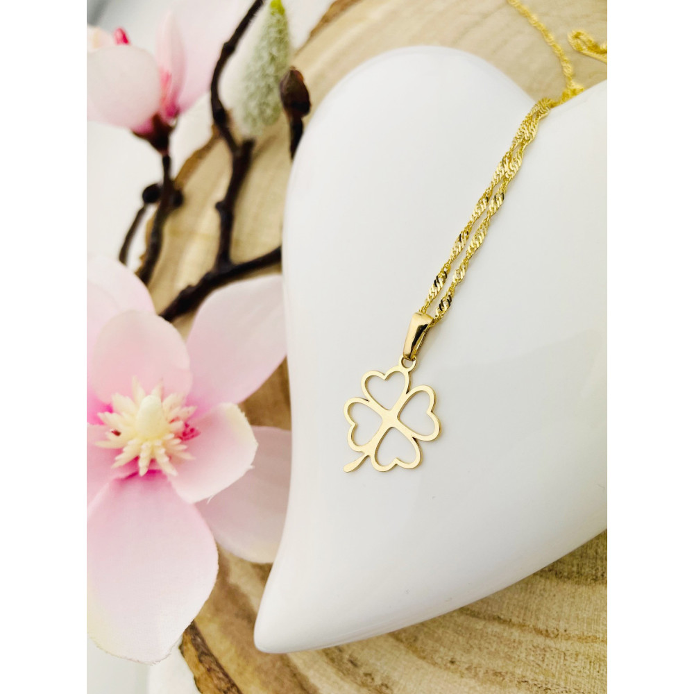 Anhänger Kettenanhänger Gelbgold Goldanhänger  vierblättriges Kleeblatt 585er 14KT
