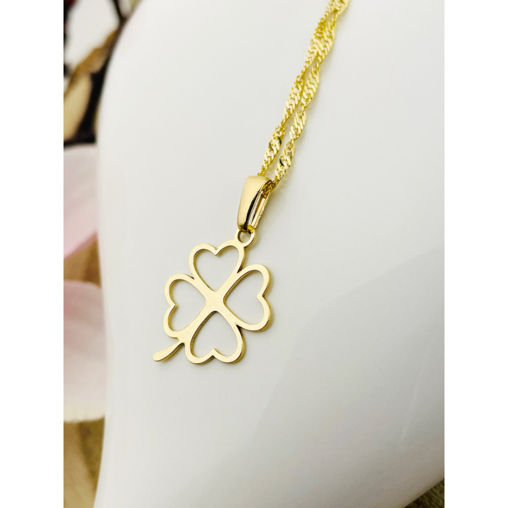 Anhänger Kettenanhänger Gelbgold Goldanhänger  vierblättriges Kleeblatt 585er 14KT