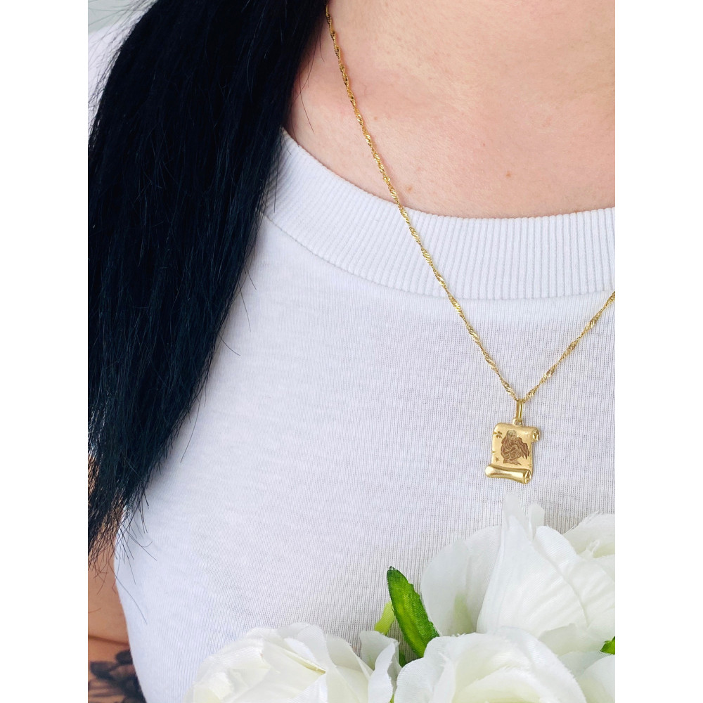 Złoty wisiorek zawieszka znak zodiaku panna