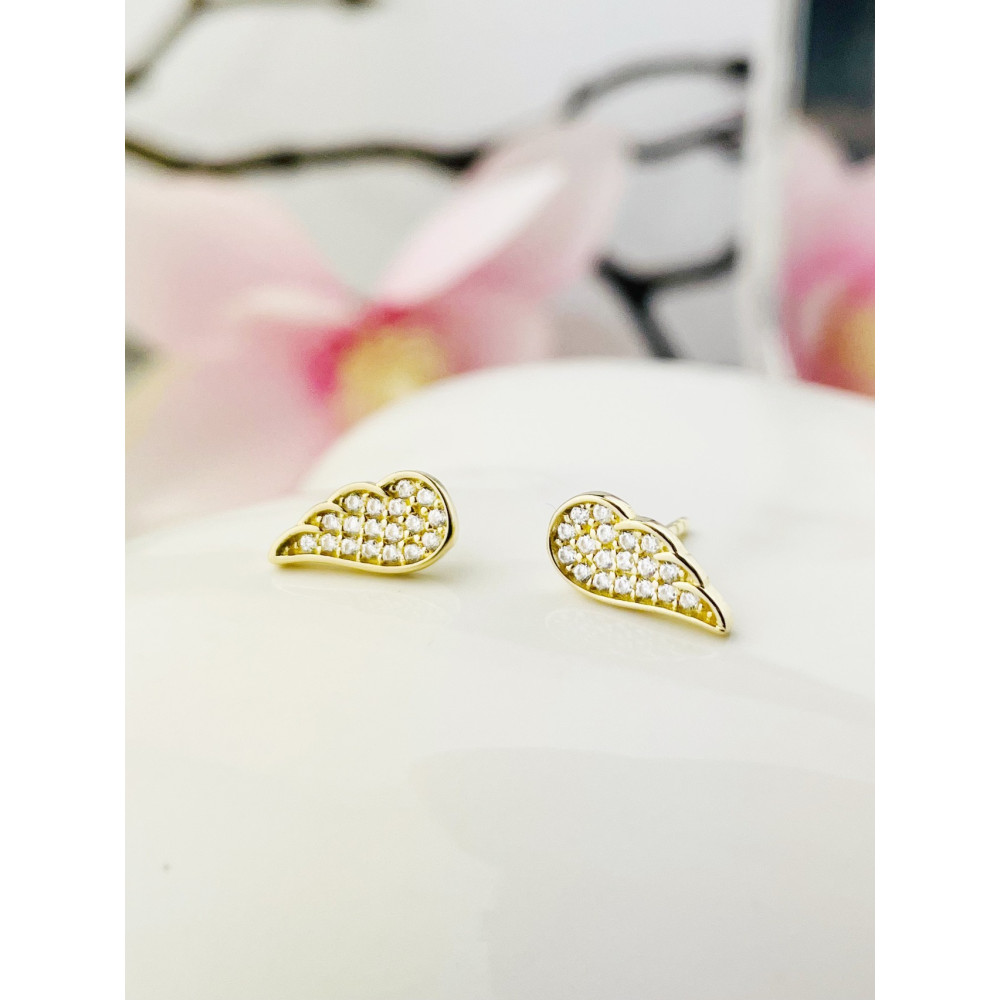 Gold Ohrringe Flügel mit Zirkonia Ohrhänger Ohrstecker Ohrschmuck Gelbgold Gold 585er 14KT