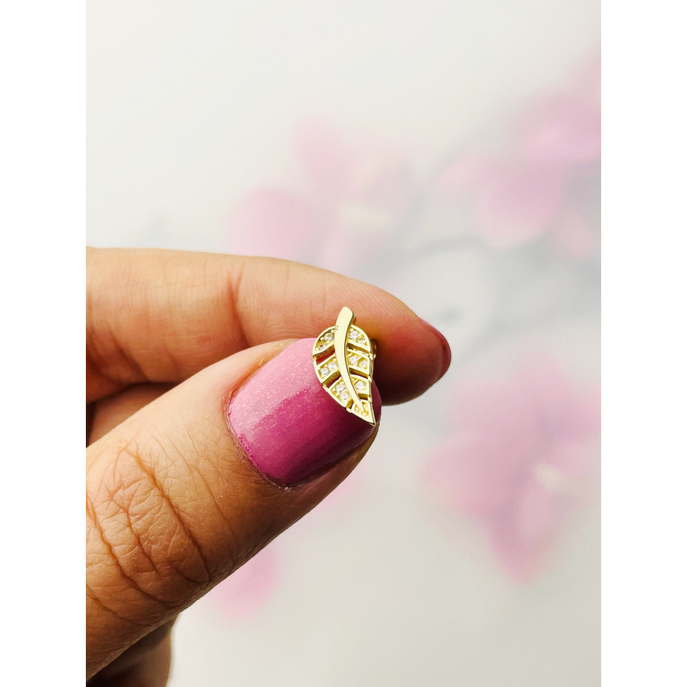 Gold Ohrringe Blatt mit Zirkonia Ohrhänger Ohrstecker Ohrschmuck Gelbgold Gold 585er 14KT
