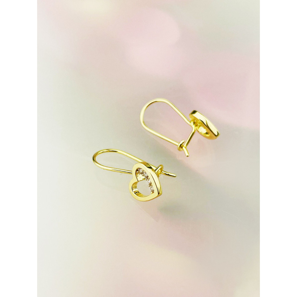 Herz Ohrringe Ohrhänger Ohrstecker Ohrschmuck mit Zirkonia Gelbgold Paar 585er 14KT