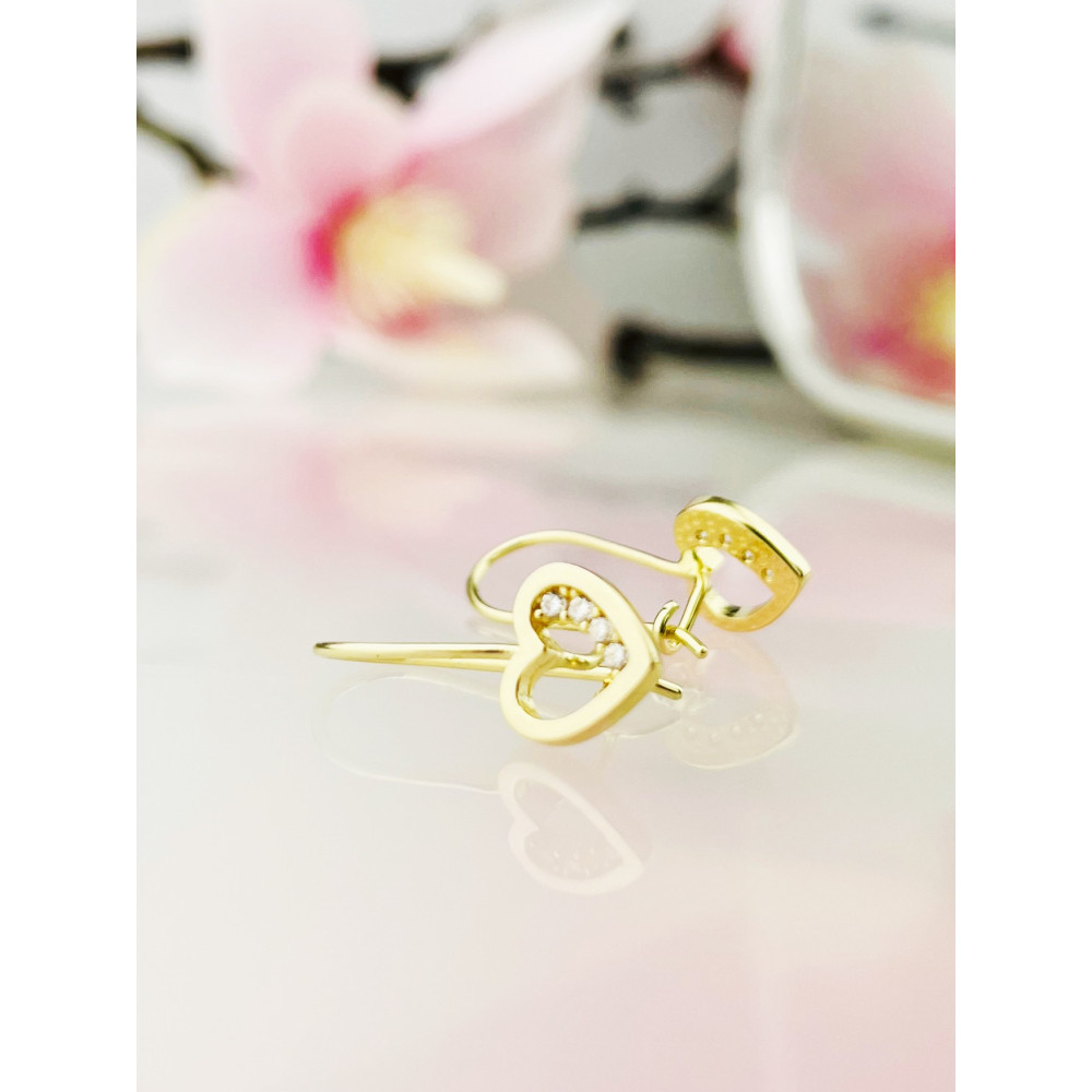 Herz Ohrringe Ohrhänger Ohrstecker Ohrschmuck mit Zirkonia Gelbgold Paar 585er 14KT