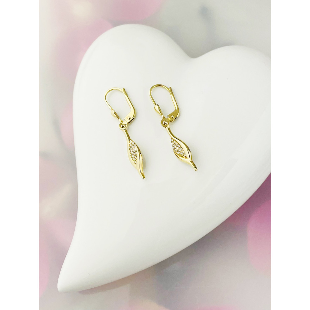 Gold Ohrringe mit Zirkonia Ohrhänger Ohrstecker Ohrschmuck Paar Gelbgold 585er 14KT