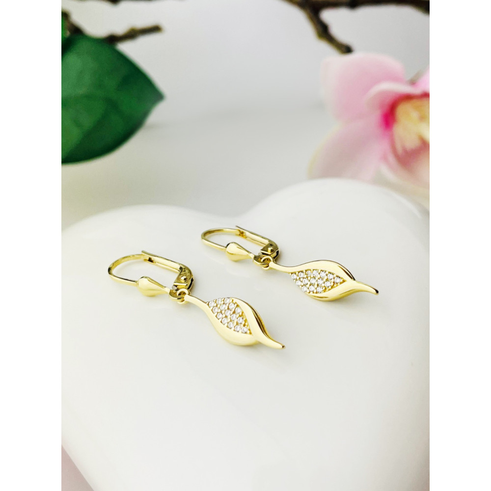 Gold Ohrringe mit Zirkonia Ohrhänger Ohrstecker Ohrschmuck Paar Gelbgold 585er 14KT