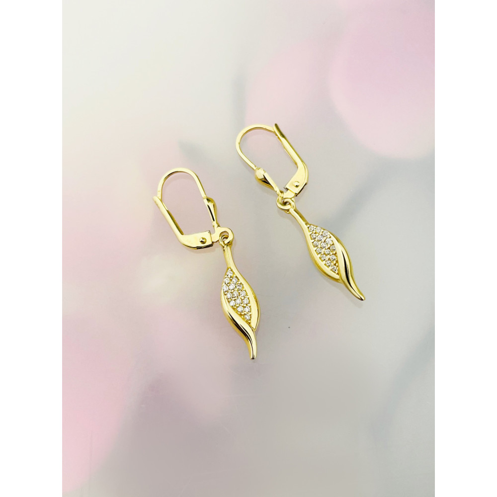 Gold Ohrringe mit Zirkonia Ohrhänger Ohrstecker Ohrschmuck Paar Gelbgold 585er 14KT