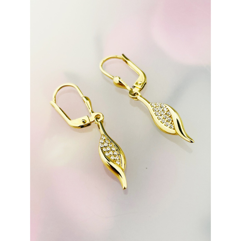 Gold Ohrringe mit Zirkonia Ohrhänger Ohrstecker Ohrschmuck Paar Gelbgold 585er 14KT