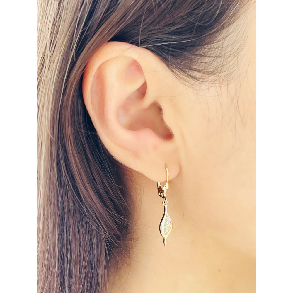 Gold Ohrringe mit Zirkonia Ohrhänger Ohrstecker Ohrschmuck Paar Gelbgold 585er 14KT