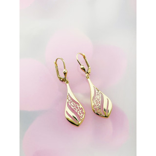 Złote kolczyki wiszące krople sople ażurowe