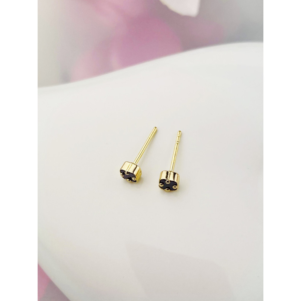 Gold Ohrringe Kleeblatt mit Onyx Ohrhänger Ohrstecker Ohrschmuck Gelbgold Gold 585er 14KT