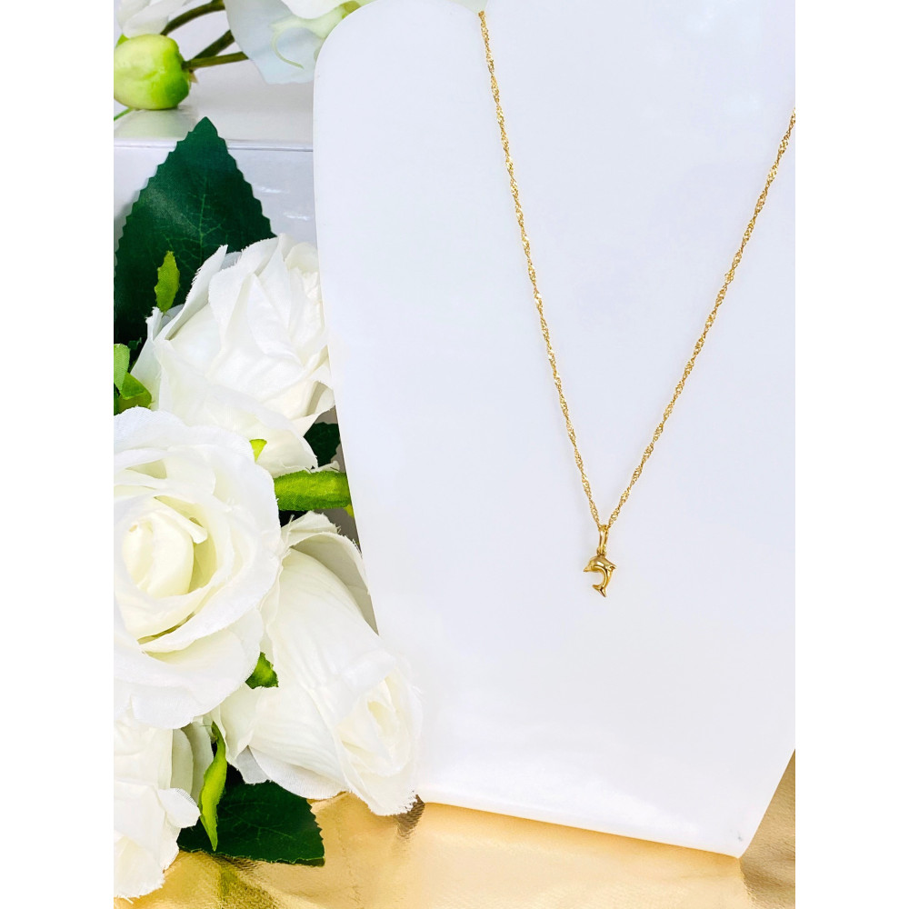 Złota zawieszka wisiorek delfin