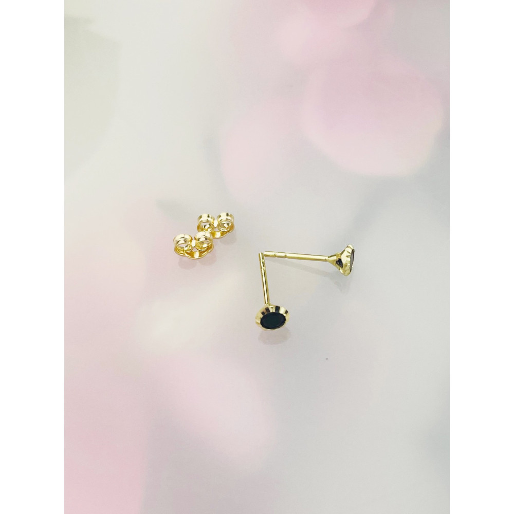 Gold Ohrringe Kugel mit Onyx Ohrhänger Ohrstecker Ohrschmuck Gelbgold Gold 585er 14KT