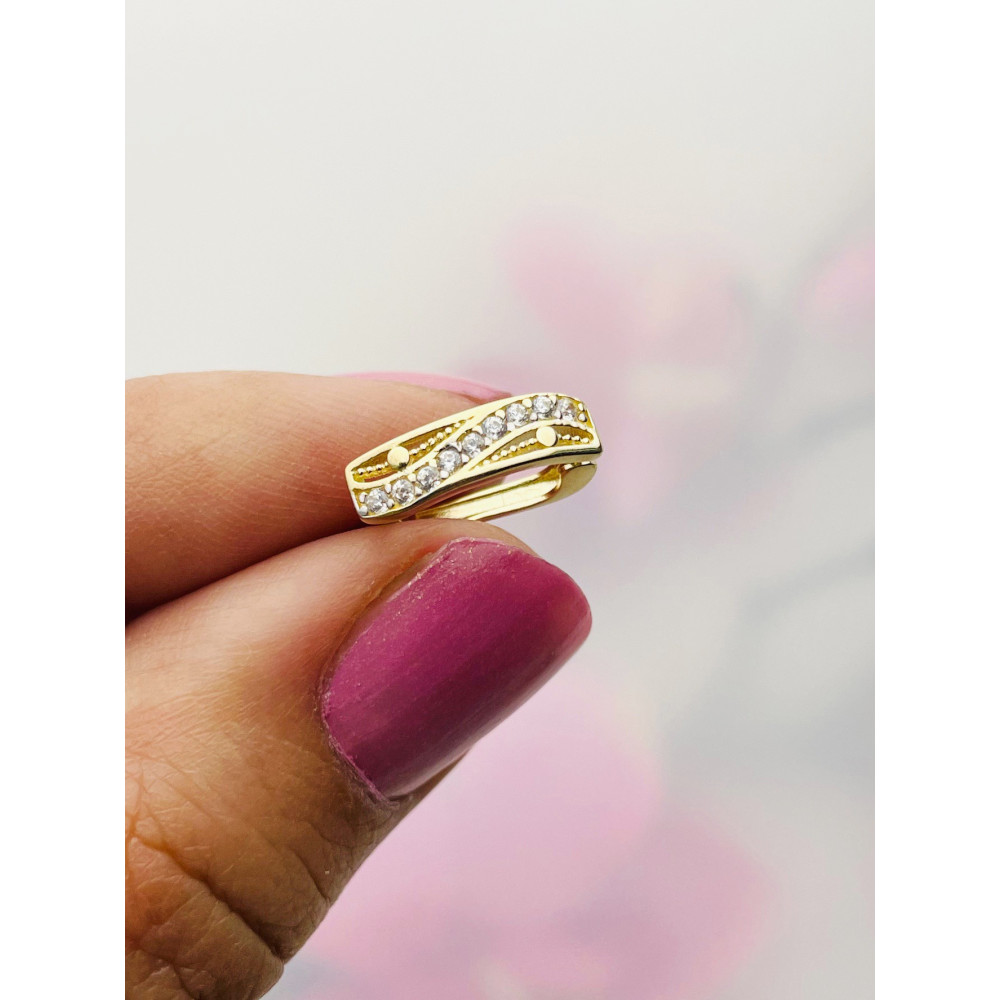 Welle Ohrringe mit Zirkonia Ohrhänger Ohrstecker Ohrschmuck Gelbgold Paar 585er 14KT