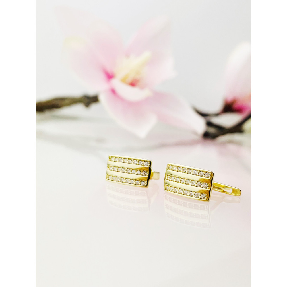 Ohrringe mit Zirkonia Ohrhänger Ohrstecker Ohrschmuck Gelbgold Paar 585er 14KT