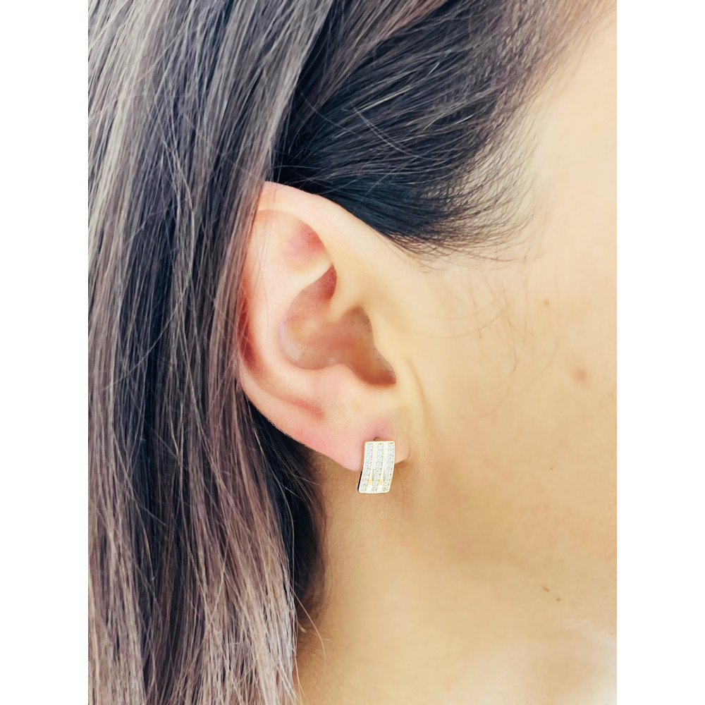 Ohrringe mit Zirkonia Ohrhänger Ohrstecker Ohrschmuck Gelbgold Paar 585er 14KT