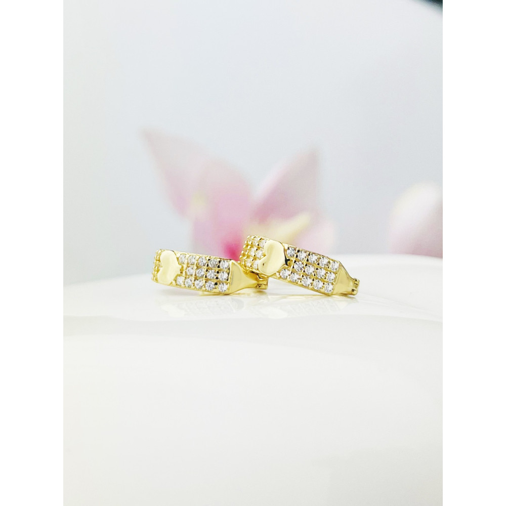 Herz Ohrringe mit Zirkonia Ohrhänger Ohrstecker Ohrschmuck Gelbgold Paar 585er 14KT