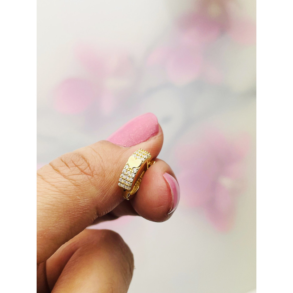 Herz Ohrringe mit Zirkonia Ohrhänger Ohrstecker Ohrschmuck Gelbgold Paar 585er 14KT