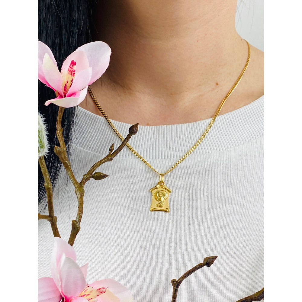 Złoty Medalik Zawieszka Matka Boska Fatimska Papirus