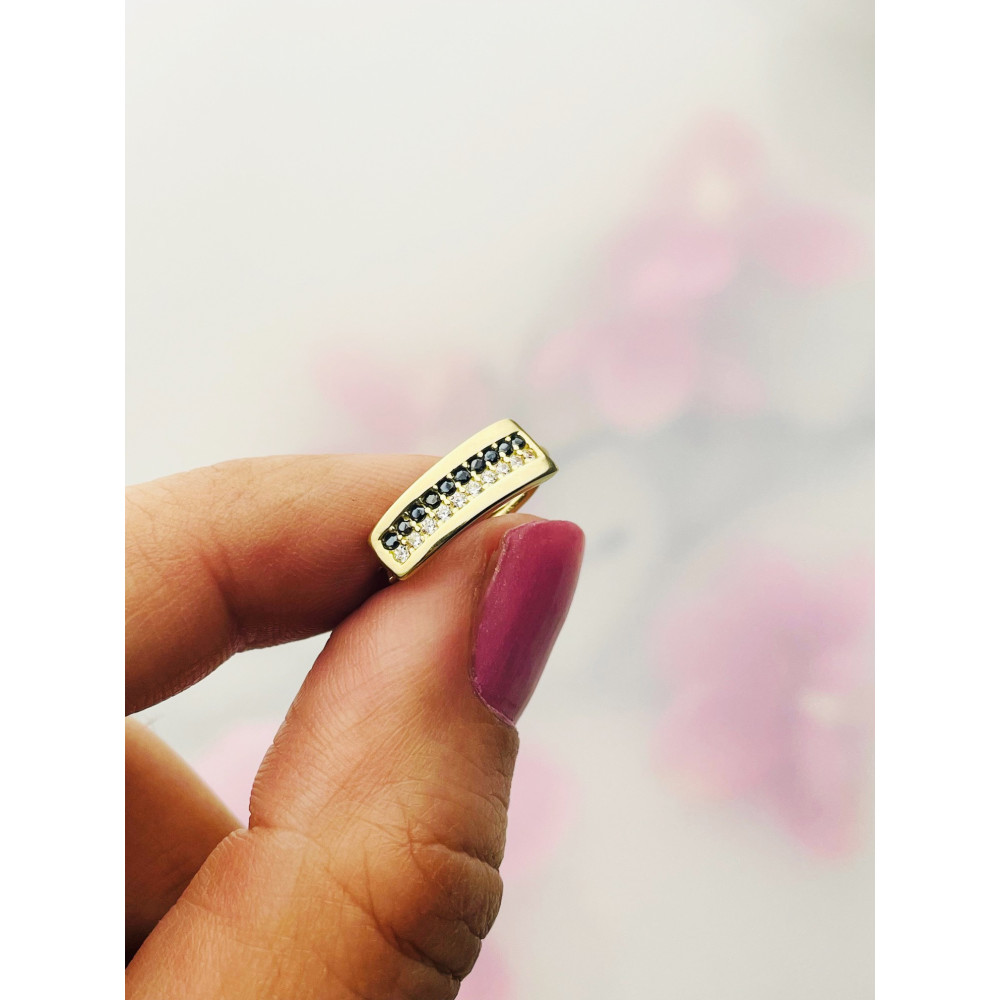 Ohrringe mit Zirkonia und Onyx Ohrhänger Ohrstecker Ohrschmuck Gelbgold Paar 585er 14KT