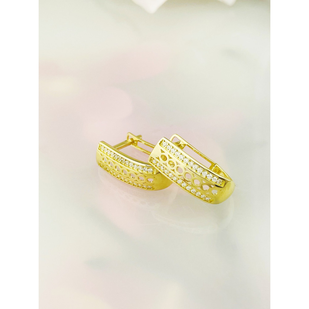 Ohrringe mit Zirkonia Ohrhänger Ohrstecker Ohrschmuck Gelbgold Paar 585er 14KT