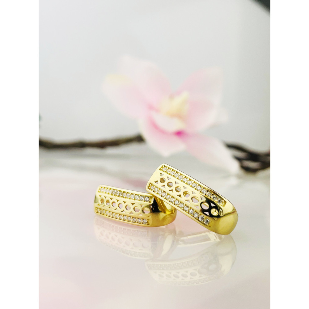 Ohrringe mit Zirkonia Ohrhänger Ohrstecker Ohrschmuck Gelbgold Paar 585er 14KT