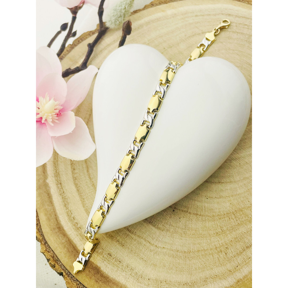 Złota bransoletka polerowana bikolor