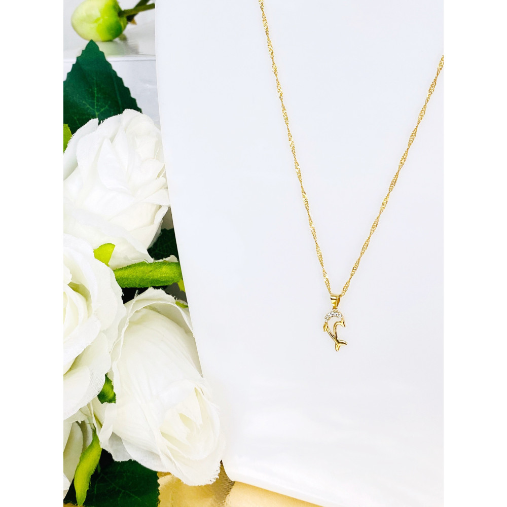 Złota zawieszka wisiorek delfin