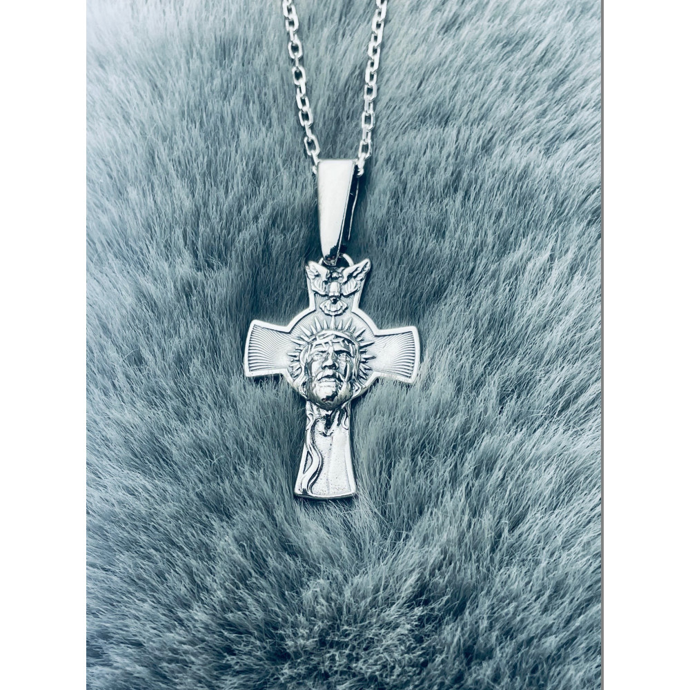 Silber Anhänger Kreuz mit Jesus Christus Erstkommunion Taufe