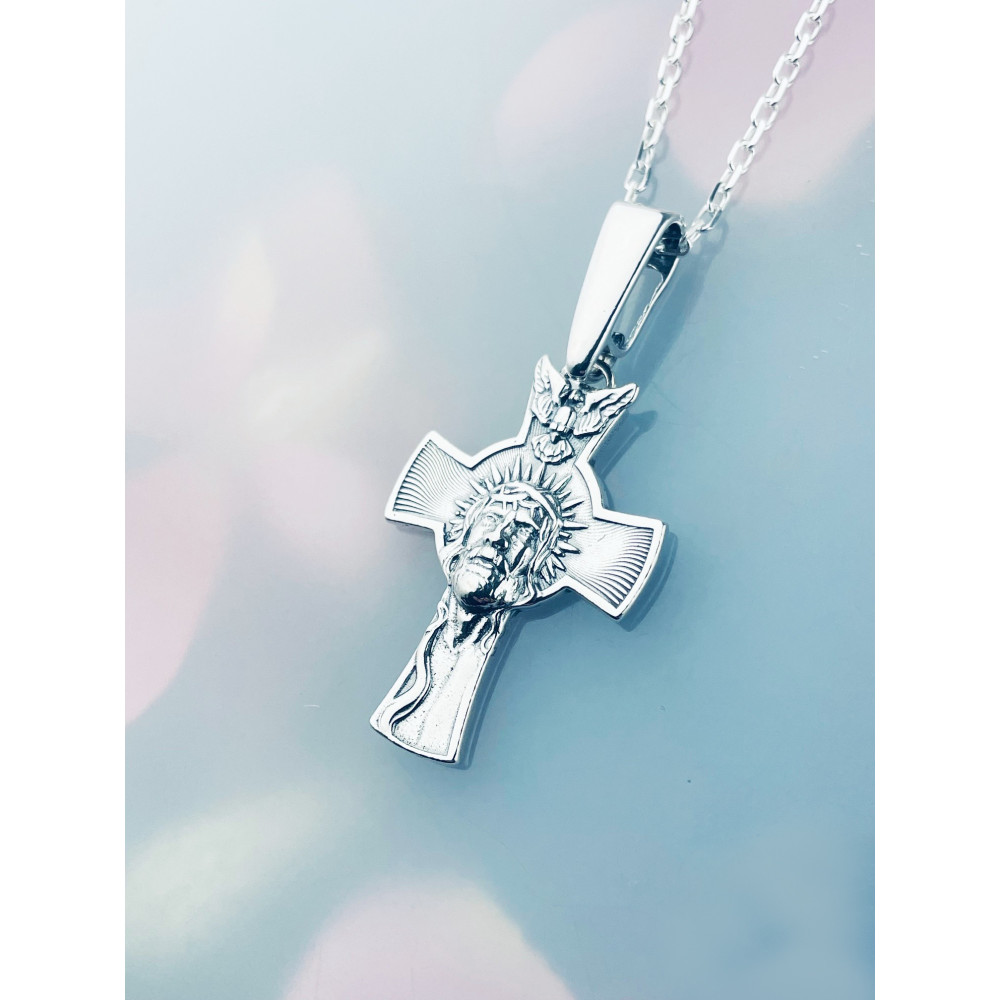 Silber Anhänger Kreuz mit Jesus Christus Erstkommunion Taufe