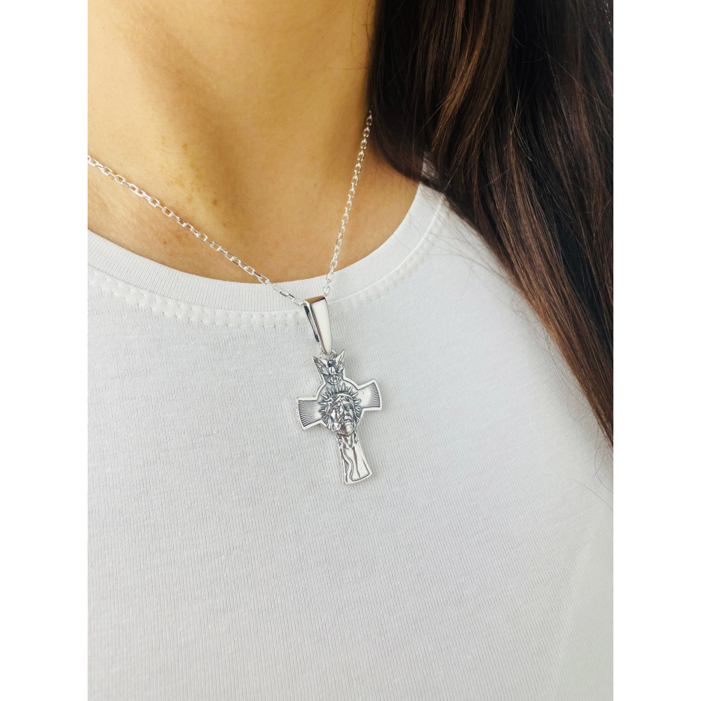 Silber Anhänger Kreuz mit Jesus Christus Erstkommunion Taufe