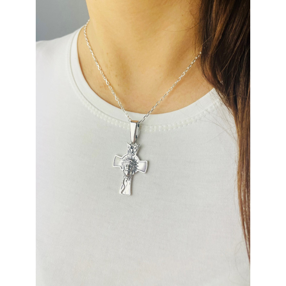 Silber Anhänger Kreuz mit Jesus Christus Erstkommunion Taufe