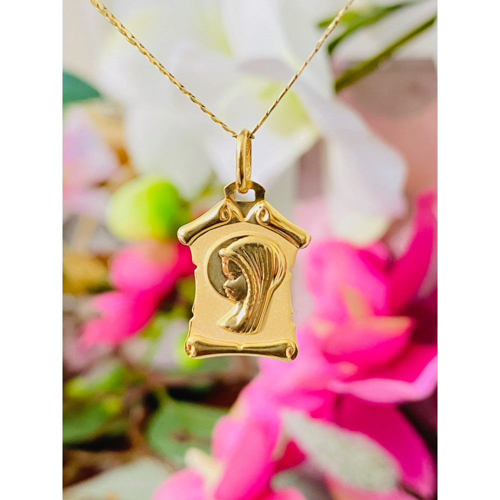 Złoty Medalik Zawieszka Matka Boska Fatimska Papirus