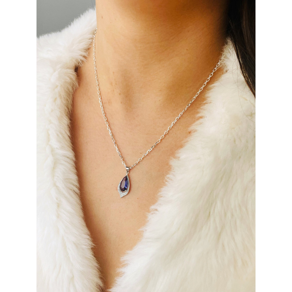 Träne 925 Silber Damen Medaillon Anhänger mit Zirkonia