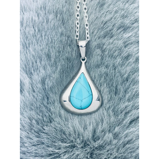 Srebrny wisiorek zawieszka łezka kropelka  błękitny turkus