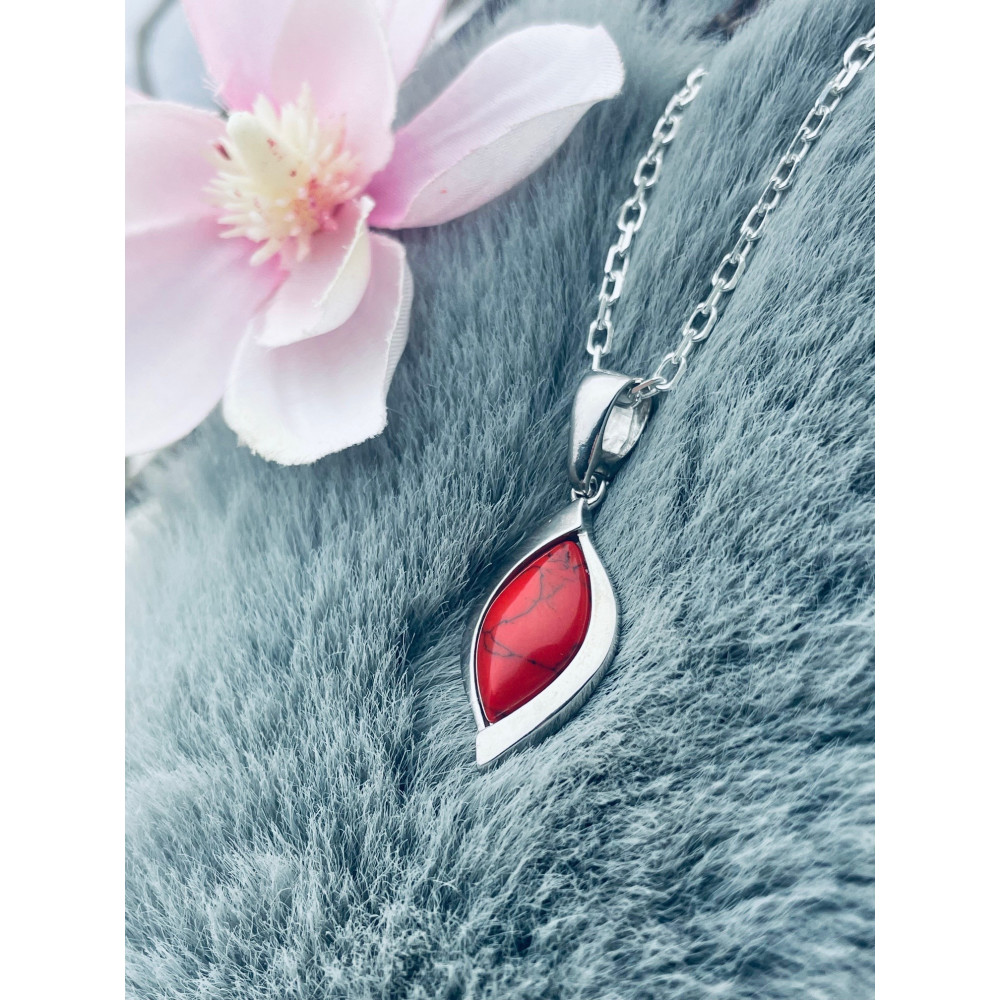 Silber Damen Medaillon Anhänger Korallenstein