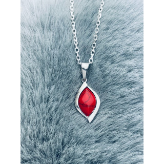 Silber Damen Medaillon Anhänger Korallenstein