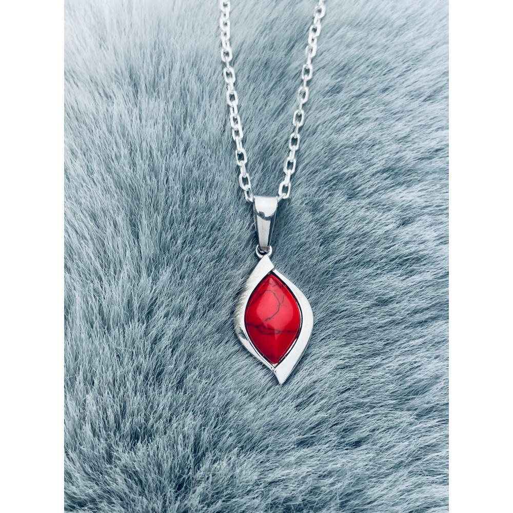 Silber Damen Medaillon Anhänger Korallenstein