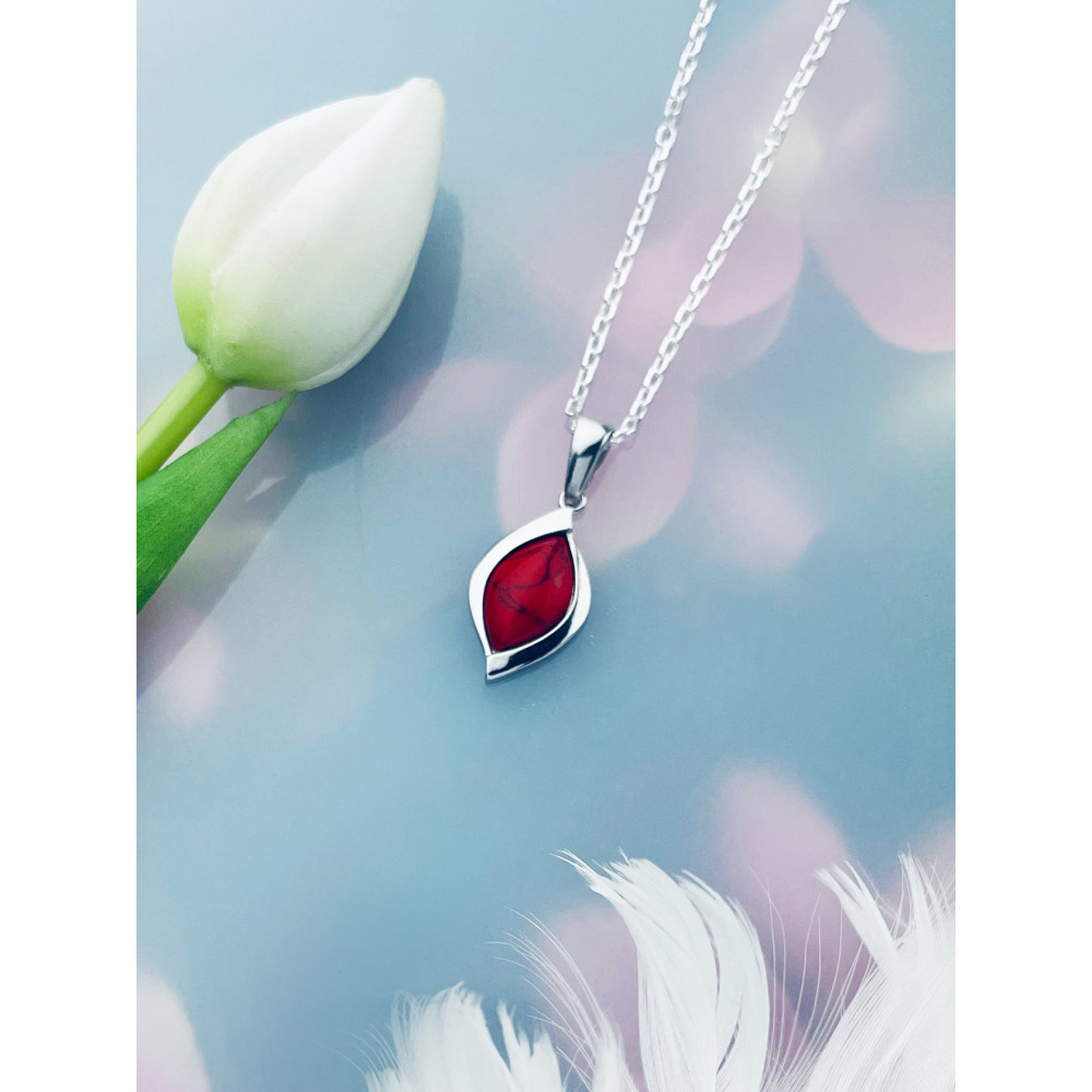 Srebrny wisiorek zawieszka ognik koral