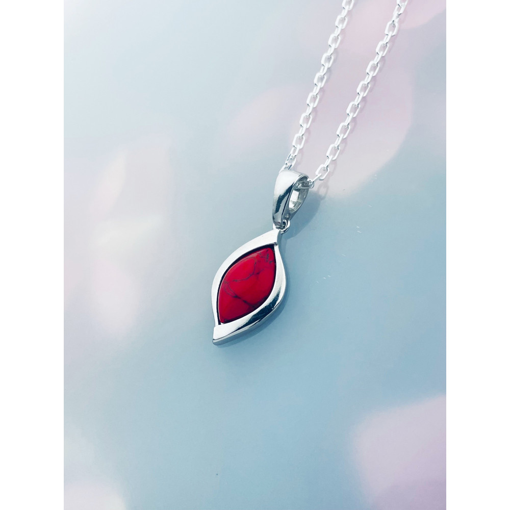 Silber Damen Medaillon Anhänger Korallenstein