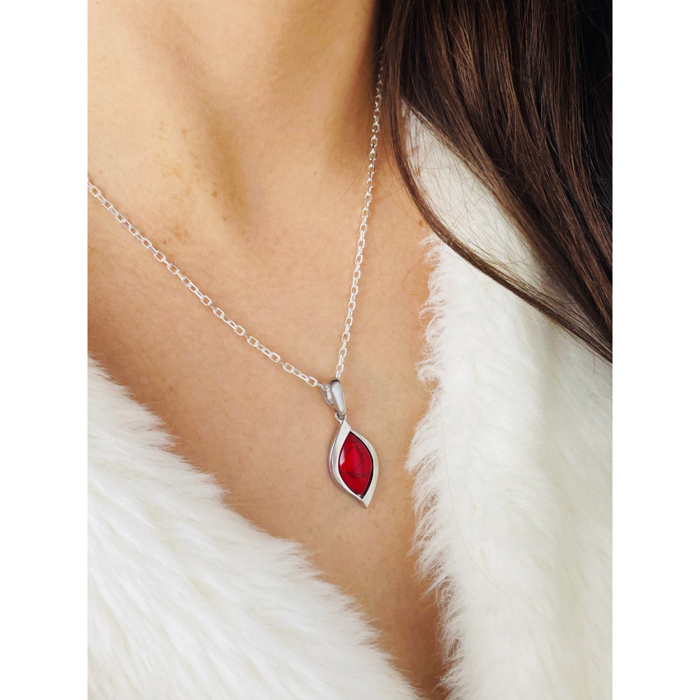 Srebrny wisiorek zawieszka ognik koral