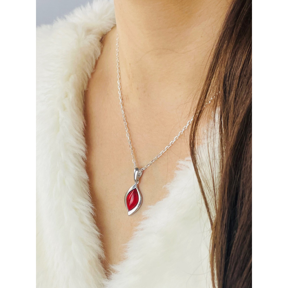 Srebrny wisiorek zawieszka ognik koral