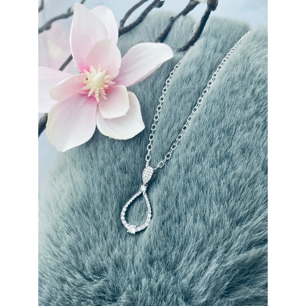 925 Silber Damen Medaillon Anhänger Tröpfchen mit Zirkonia