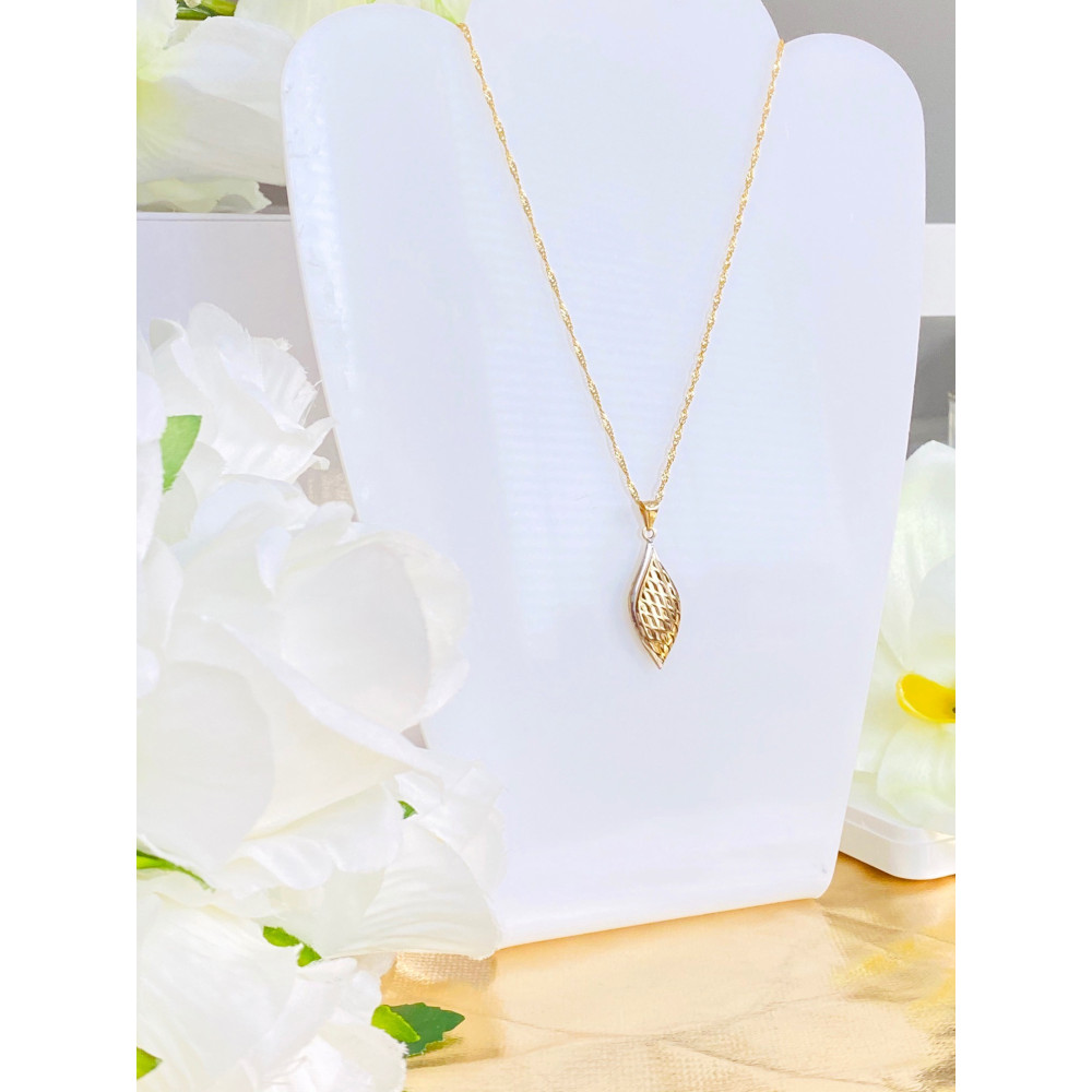 Złota zawieszka wisiorek fantazyjny romb dwukolorowy