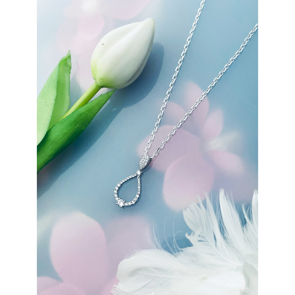 925 Silber Damen Medaillon Anhänger Tröpfchen mit Zirkonia