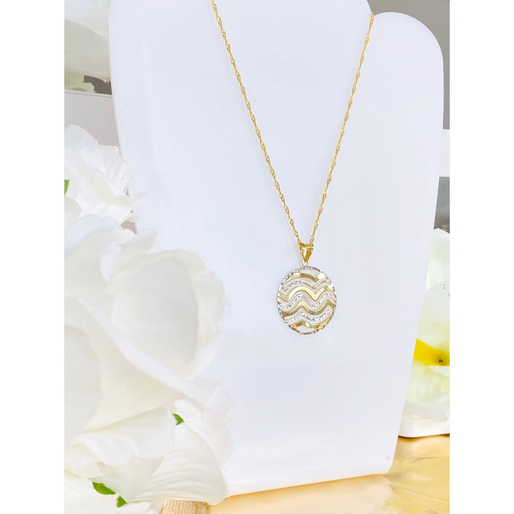 Anhänger Welle Kettenanhänger Gelbgold Goldanhänger