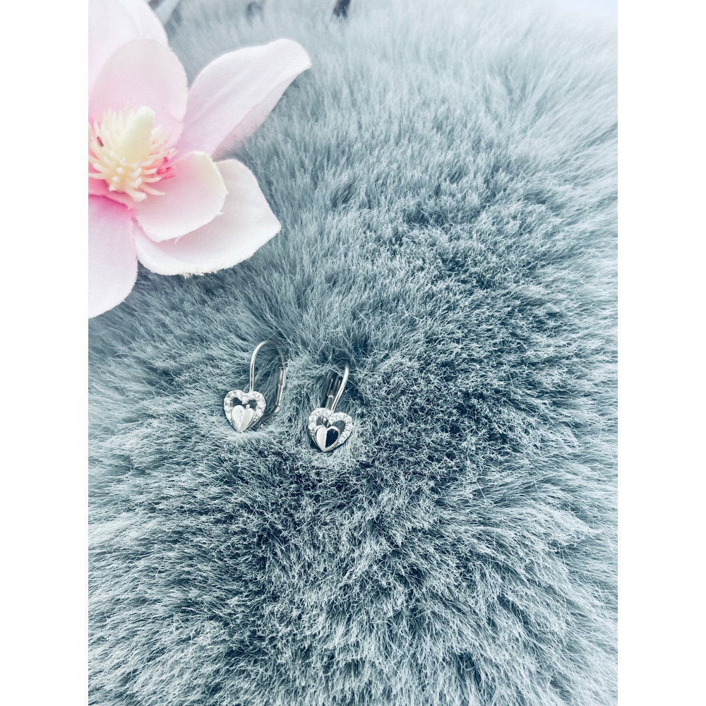 Herz 925 Silber Ohrringe mit Zirkonia