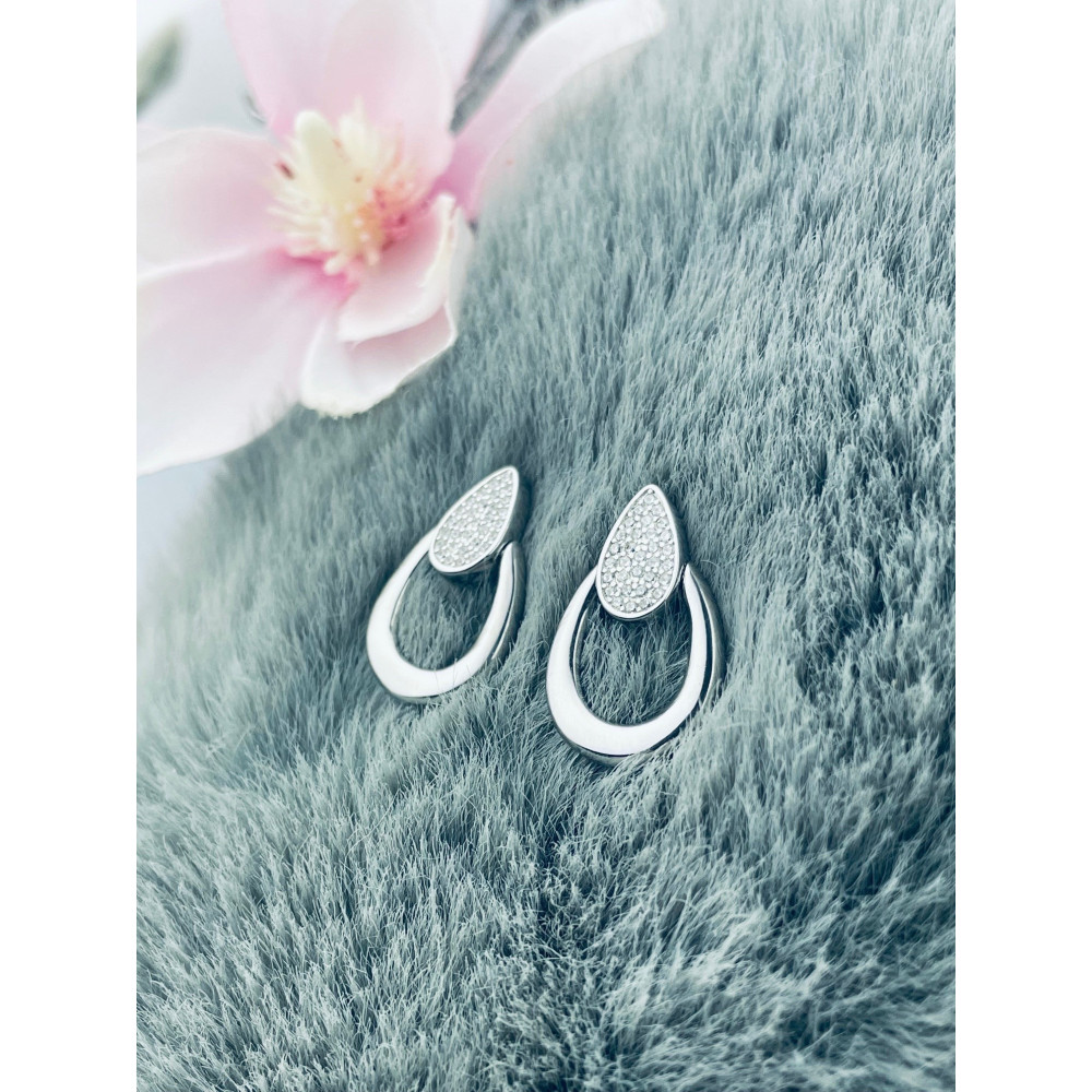 Tröpfchen 925 Silber Ohrringe mit Zirkonia