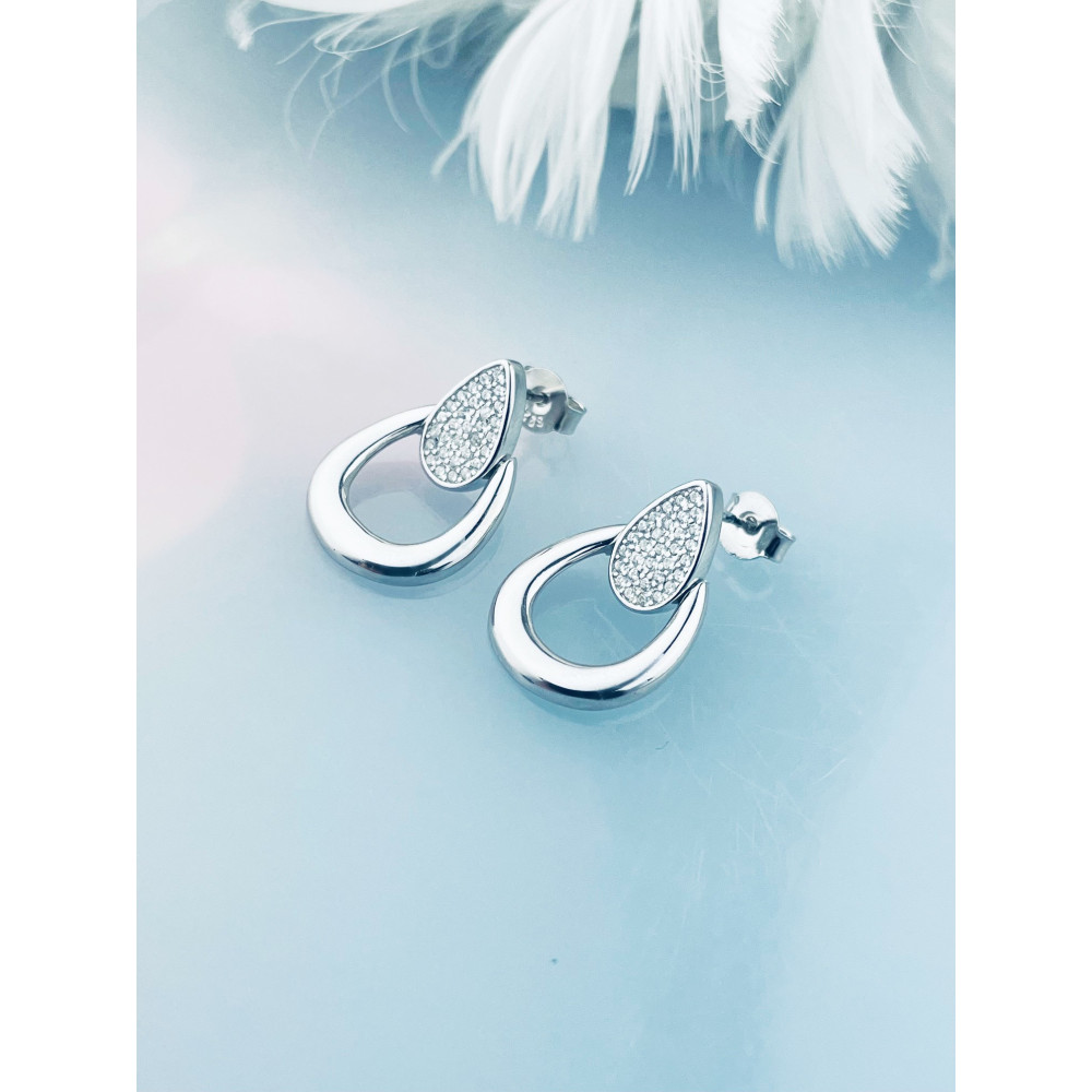 Tröpfchen 925 Silber Ohrringe mit Zirkonia