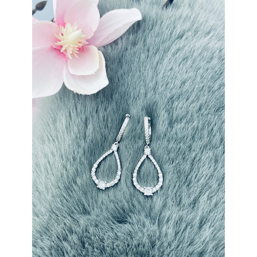 Tröpfchen 925 Silber Ohrringe mit Zirkonia