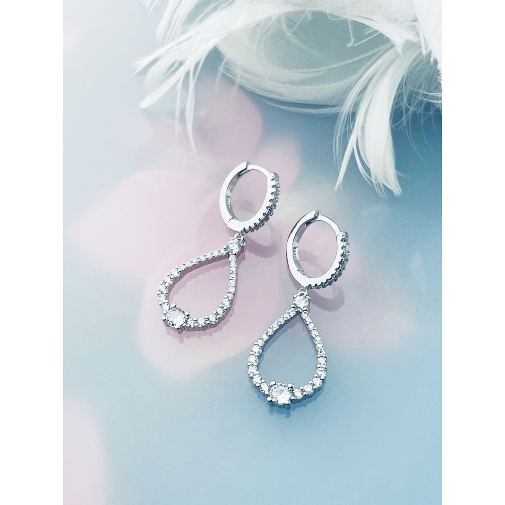 Tröpfchen 925 Silber Ohrringe mit Zirkonia
